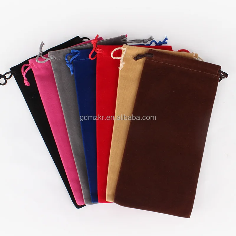 

portable custom long velvet drawstring pouch bag for bottle / vacuum flask, Customized color