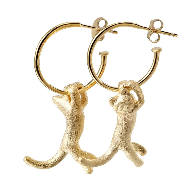 

Fashion Kung Fu Cat 925 Silver Drop animal earring, As photo