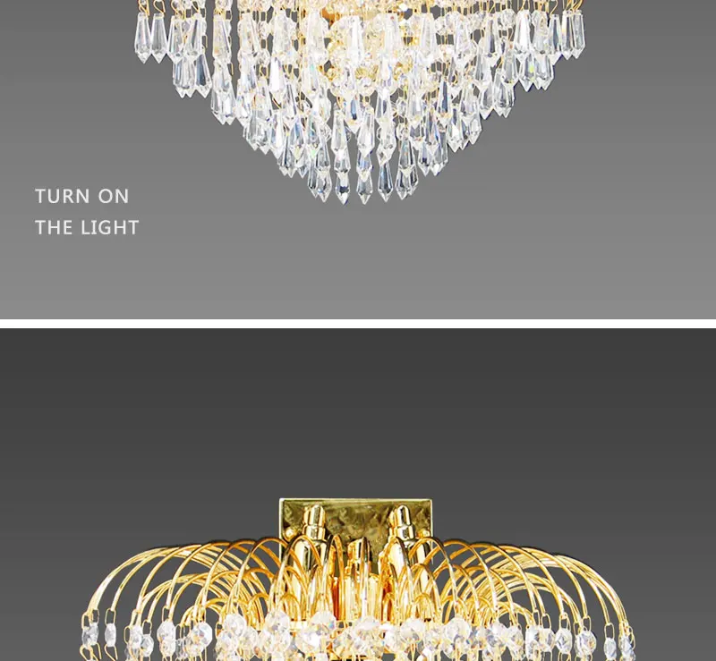 crystal wall wall light luxury crystal lighting gold iron led wall lamp for hotel