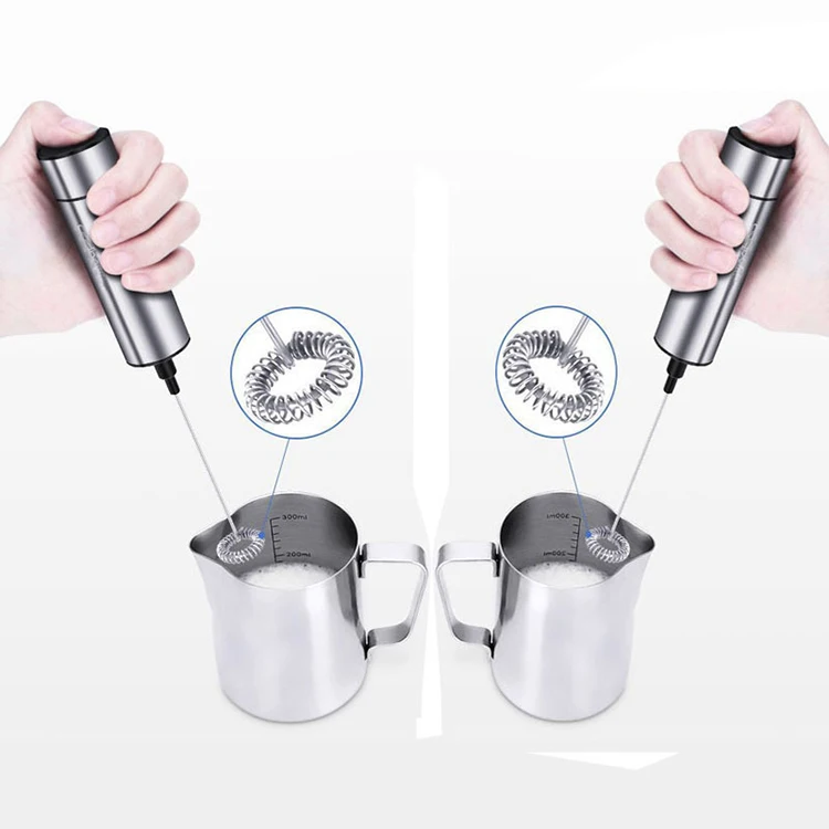 2019 New Stainless Steel Battery Operated Hand Milk Frother Mini Hand Coffee 2 Single Layer
