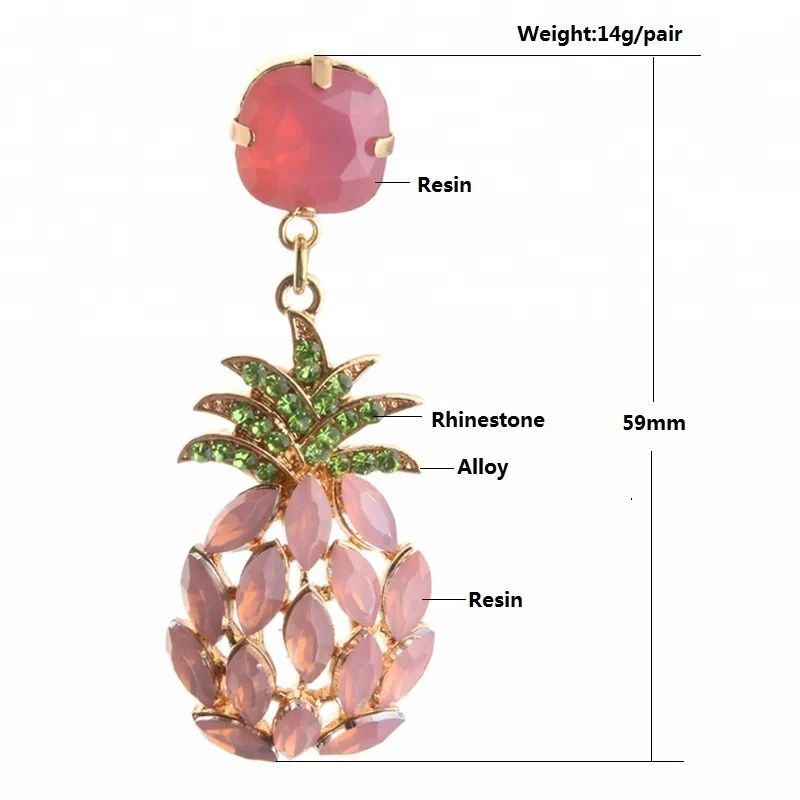 

NeeFu WoFu Drop Rhinestone Earring Crystal Pineapple Brand Big Earring Dangle Large Long Brinco Printing Ear, White