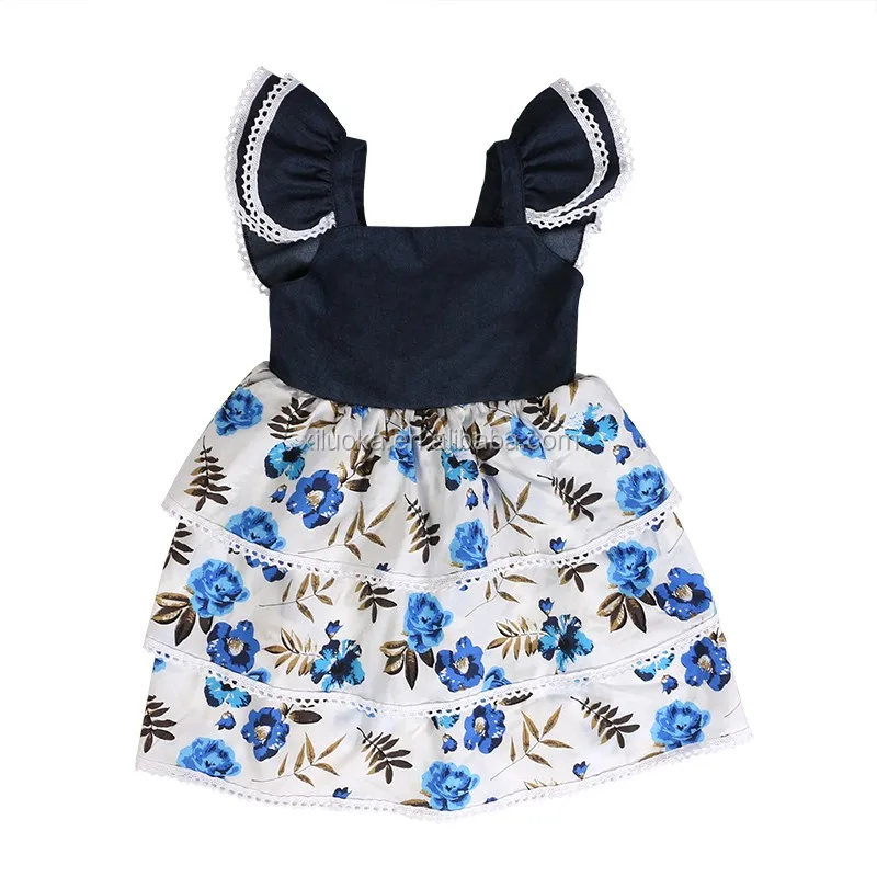 

Children boutique clothing latest design remake girl dress soft floral pattern baby dress, Picture