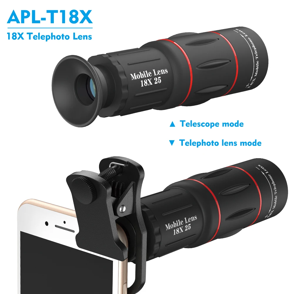 Apexel Hot Selling Arrival Universal 18X Telescope Zoom Lens Telephoto Camera lens