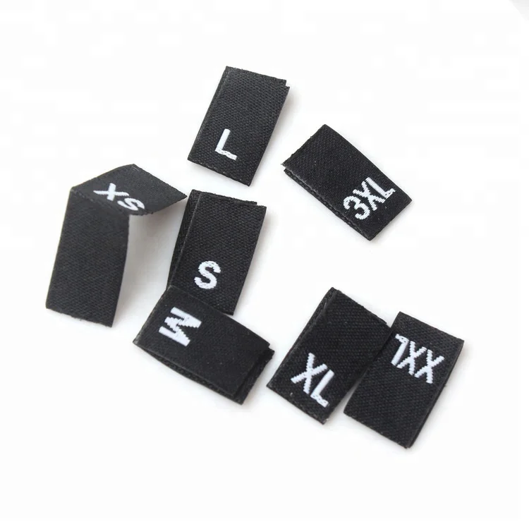 

Stock Wholesale Center Fold Clothes Woven Size Tag for T Shirts