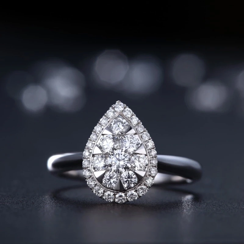 

European and American fashion exquisite water type zircon ring high-grade platinum plating R085, N/a