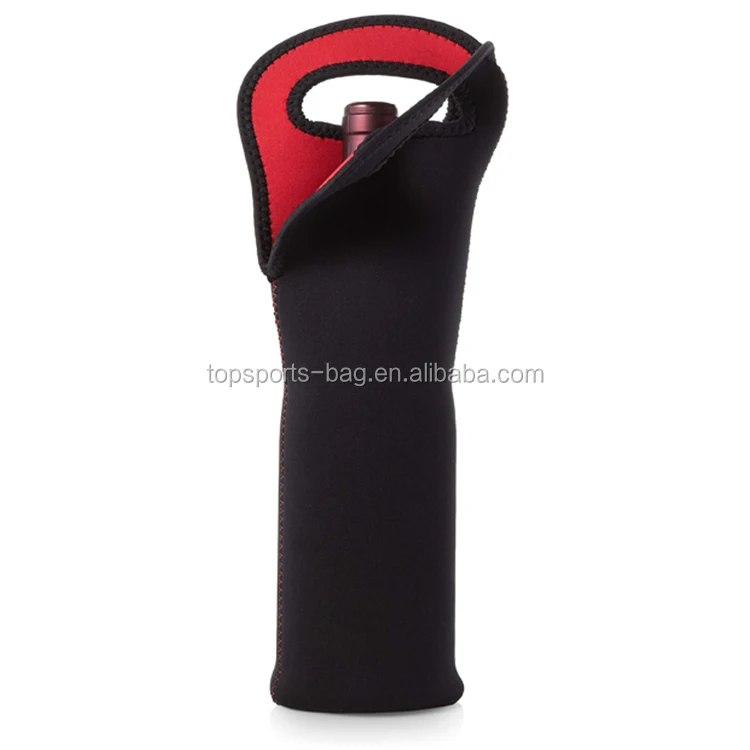 

Reusable Black Neoprene Wine Sleeve Tote Holder