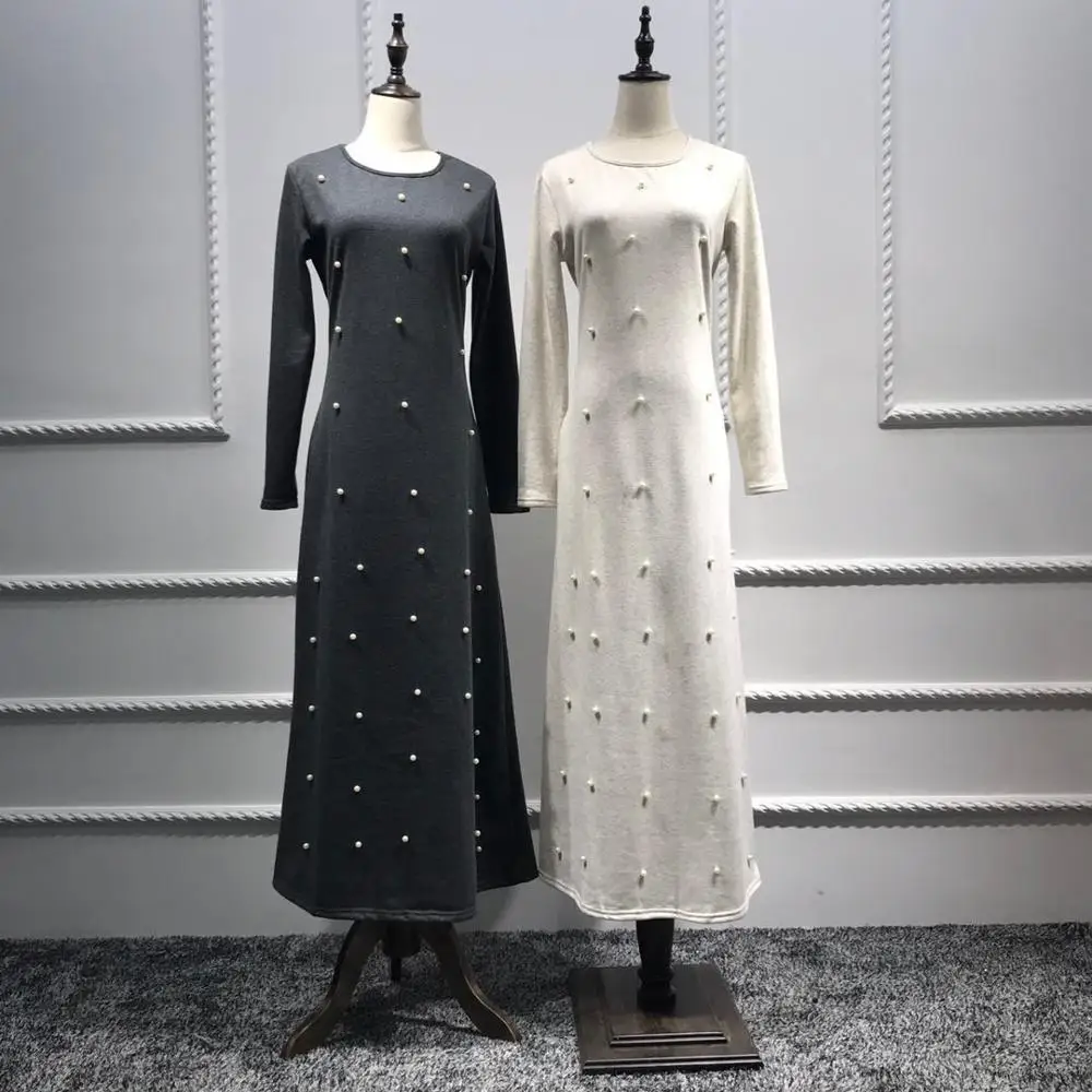 

2019 new season excellent quality thick cotton normal abaya designs, Light gray,dark gray