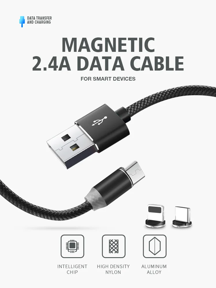 wholesale long connector micro usb cable 2.4a fast charging magnetic usb cable - ANKUX.COM