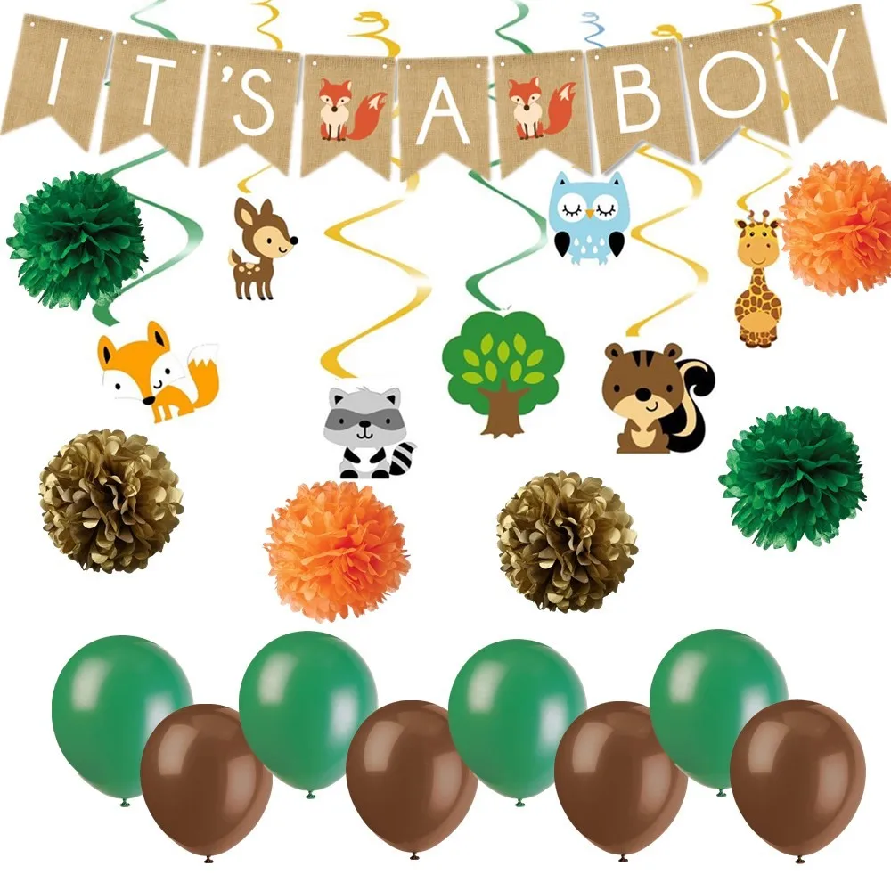 woodland animal baby shower decorations neutral party supplies
