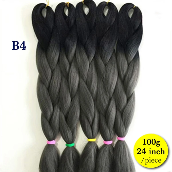 
Ombre Two Tone Kanekalon Jumbo Synthetic Braiding Hair 24 Inch 100g 