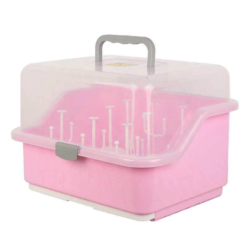 

Multipurpose Storage Handle Baby Bottle Cabinet Plastic Box, Khaki,pink ,white