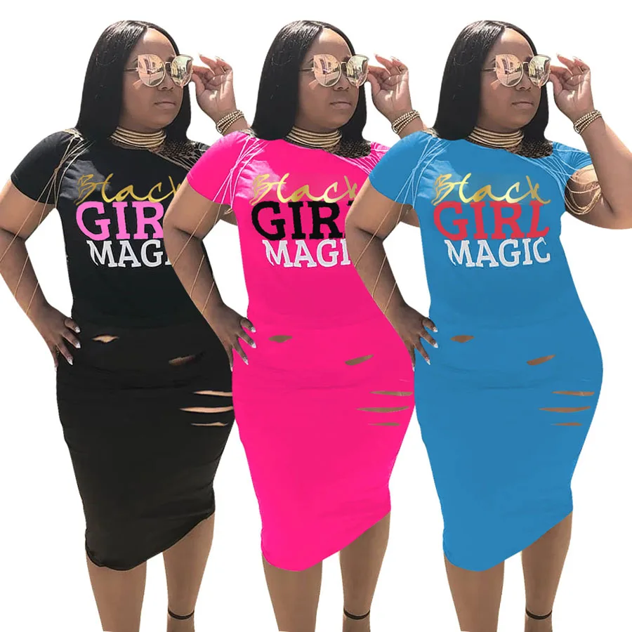 

In Stock Letter Print Short Sleeve One Piece Simple T Shirt Dresses, Pink, blue, black