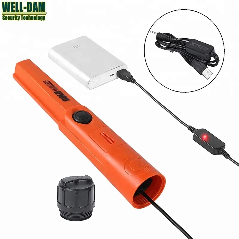 

Free shipping TMR USB rechargeable hand held metal detector underground gold metal detector waterproof pinpointer, Orange,black