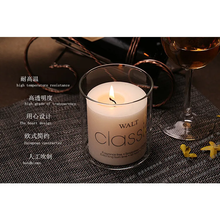 

Wholesale Unique clear candle jar glass with wood skirt