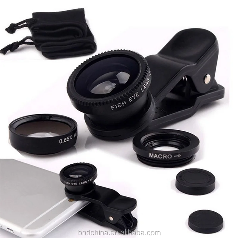 Universal 3in1 Fisheye fish eye Lens + Wide Angle + Macro Mobile Phone Lens Mobile camara lens for iPhone 7 7 plus for all phone