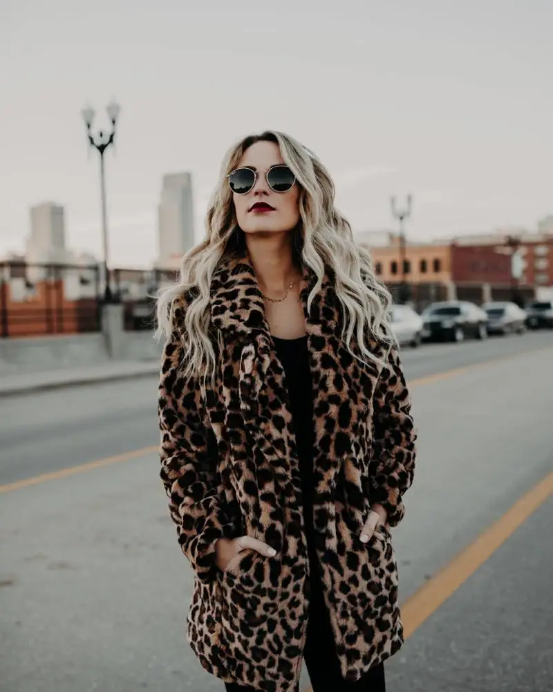 

High Quality Luxury Faux Fur Coat for Women Coat Winter Warm Fashion Leopard Artificial Fur Women's Coats, As show coat