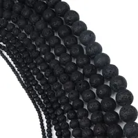 

Chanfar Wholesale Black Lava Stone Beads Natural Volcanic Rock Stone Beads Loose 4 6 8 10 12MM for Handmade Jewelry Making