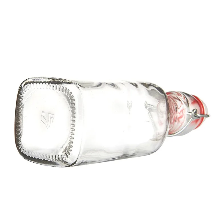 8.4oz 250ml Clear Swing Top Square Glass Bottles 6piece Flip Top