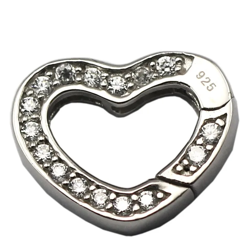 

Beadsnice ID30765 925 sterling spring rings round clasps with heart shapes  hole 12x7mm sold by PC silver clasp