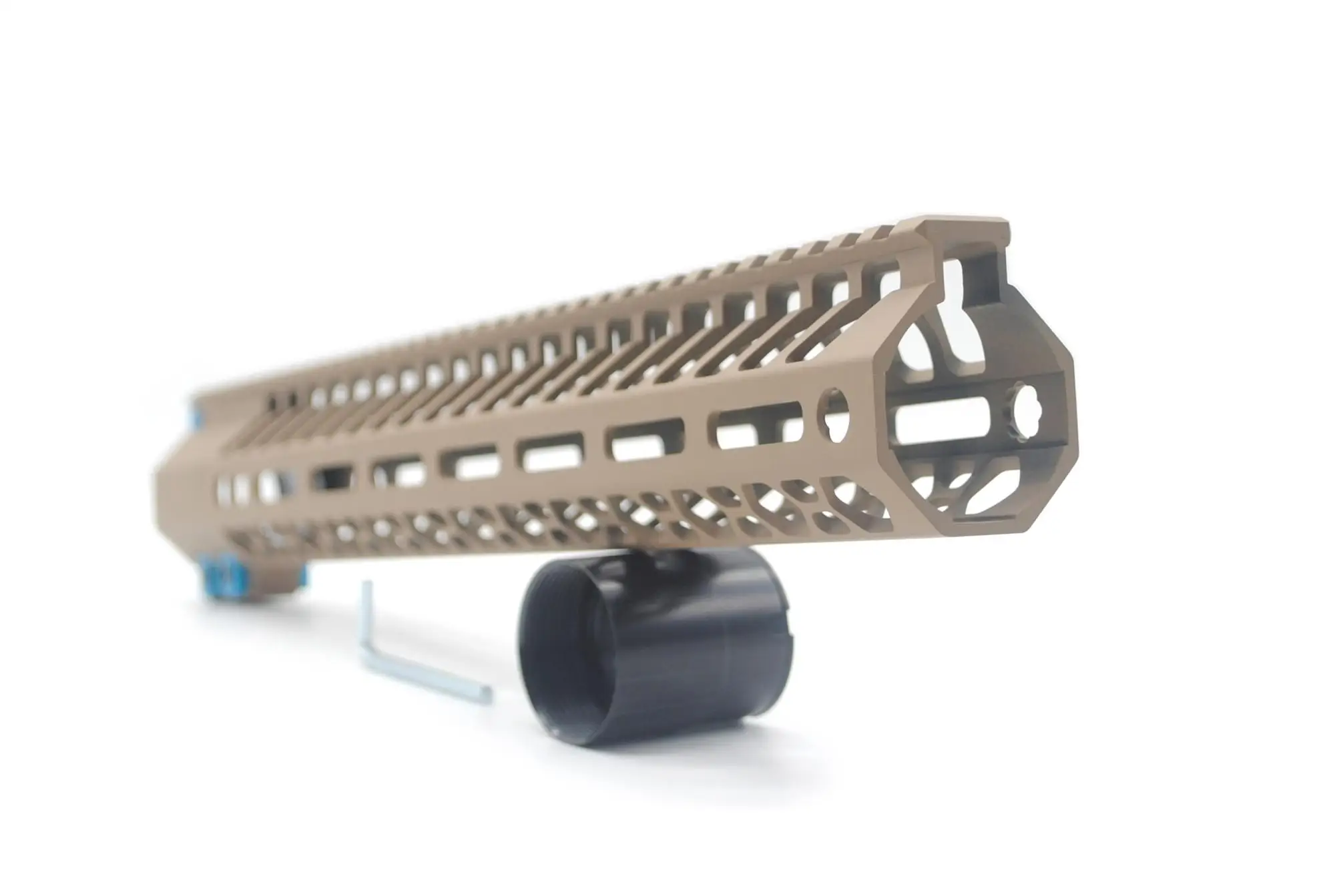 
15 inches .308 7.62 Ultra Light Slim Clamp Style TAN / Flat Dark Earth High Profile MLOK M-LOK Free Float Handguard Rail System 