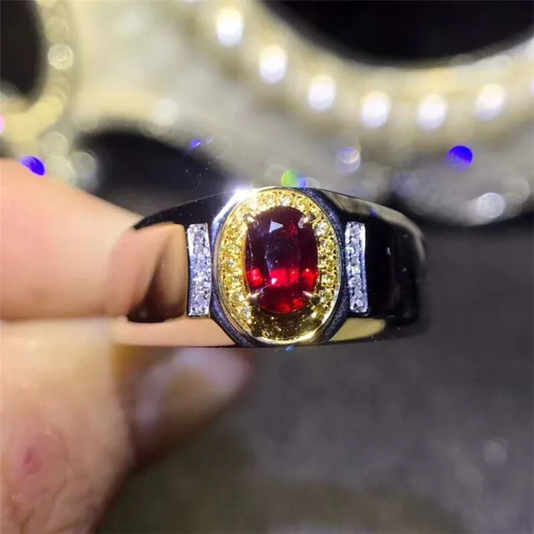 

SGARIT gemstone jewelry factory wholesale luxury 18k gold South Africa real diamond natural pigeon blood red ruby ring for men