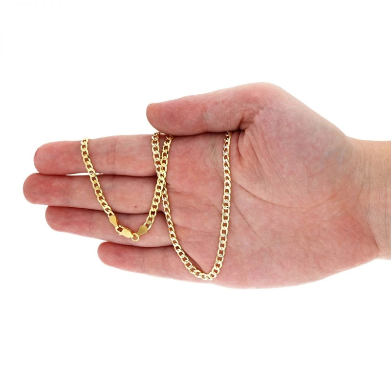 10k Yellow Gold Hollow Diamond Cut Cuban Link Chain 24-26 Inch - Buy