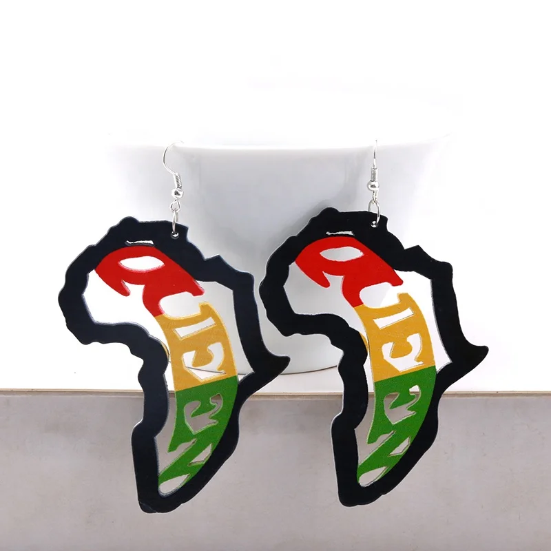 

Mixed Color African Afro Queen Map Earring