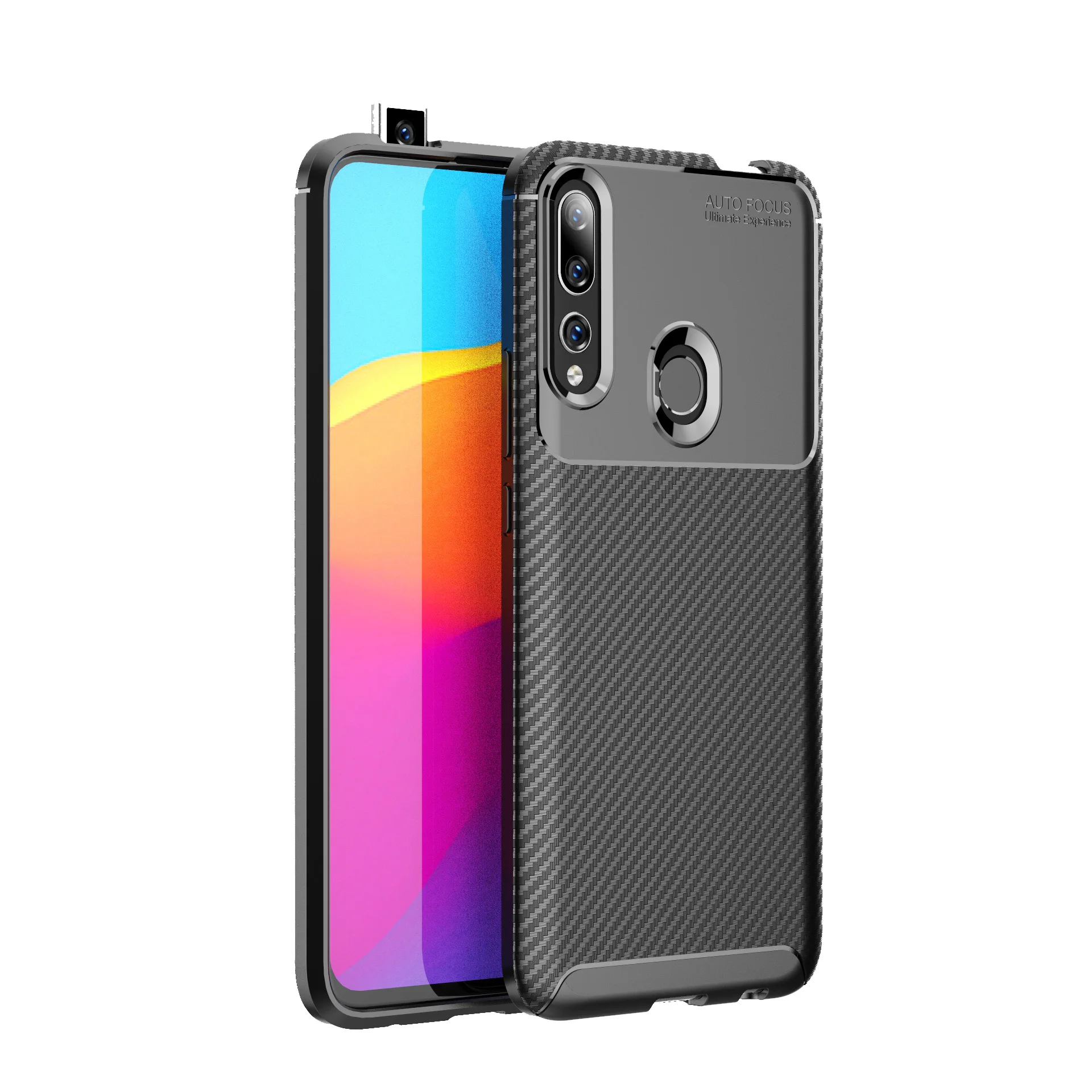 

Carbon Fiber Shockproof Soft TPU Phone Case For Huawei P Smart Z, Black;brown;navy blue