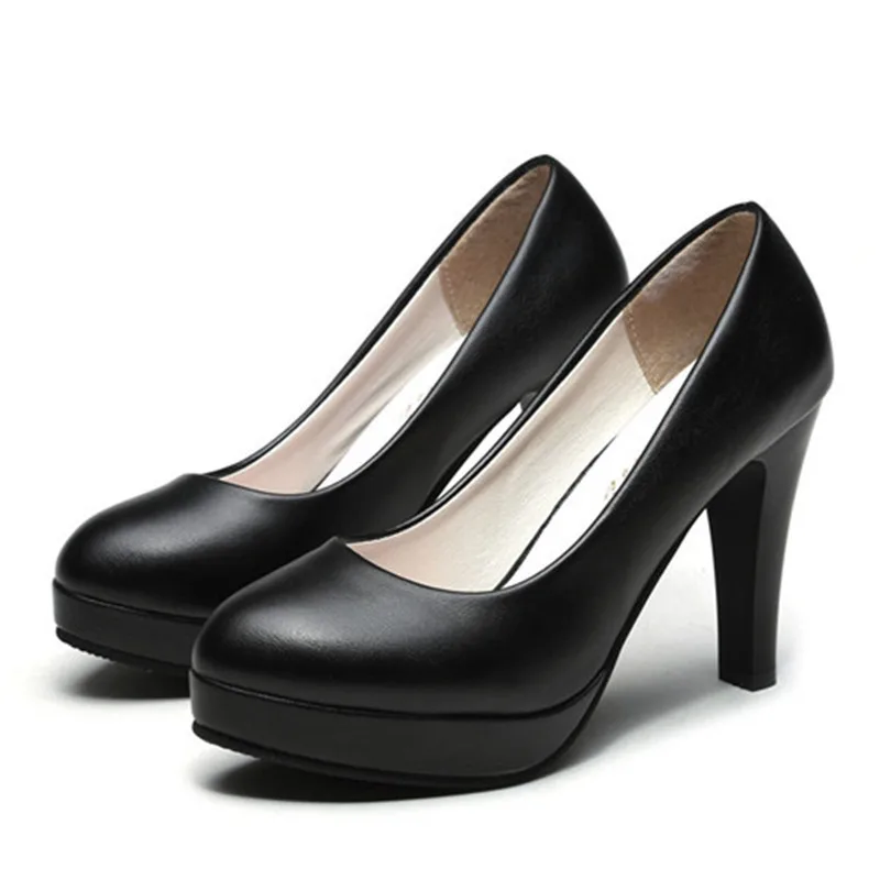 

Platform Black Leather Sandals Pumps Zapatos De Tacon High Heels Shoes For Women