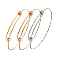 

Loftily Jewelry Simple Silver/Rose Gold Plated Stainless Steel Adjustable Expandable Bracelet Bangle DIY Wire String Bracelet