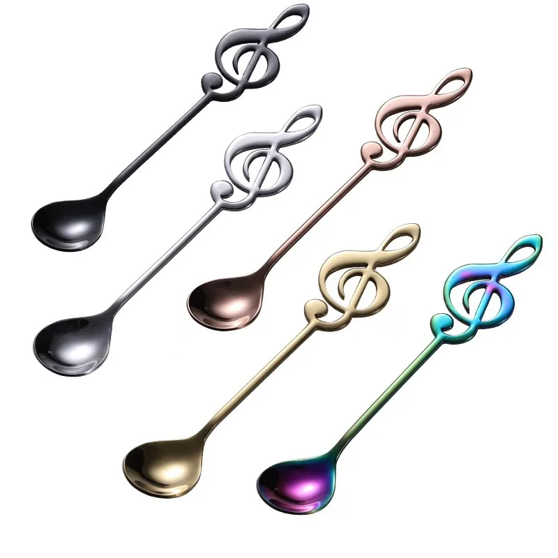 

eco friendly safe food grade stainless steel note shape coffee spoon drink stirrer for kitchen bar cafe tableware flatware