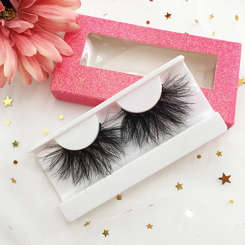 

New Design Packaging Boxes 27mm 5D Mink False eyelashes For Sale, Natural black