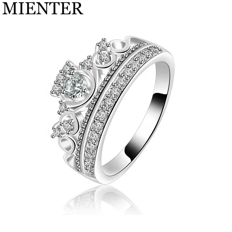 

Hot Sale Girl Gift Engagement Cluster Copper Cubic Zirconia Princess Crown Rings For Women Jewelry, Picture