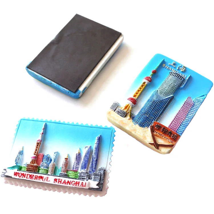 

Custom 3d resin Shanghai souvenir freezer decorative sticker fridge magnet, Pantone color
