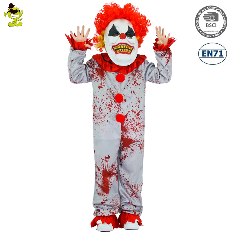

Deluxe Plus Mask Clown Killer Costumes Kids Bloody Buffon Cosplay Sets Boys Terror Killer Role Play for Halloween Parties, N/a
