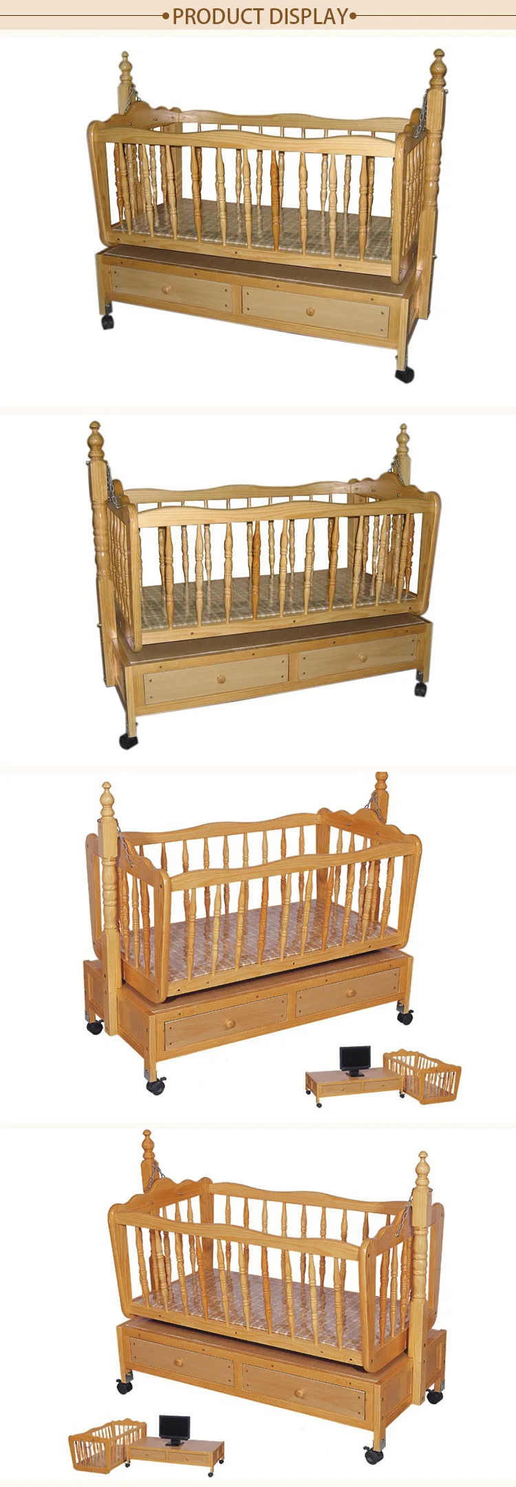 Easy Attachable Custom European Baby Furniture Dimensions Baby Cot With