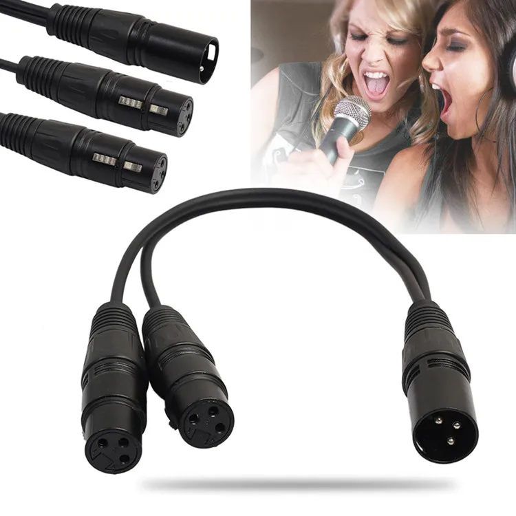 

High Quality XLR 3 Pin Male to 2 XLR Female Connector Microphone Extension Cable Cord Y Splitter Cable Adaptor Cord