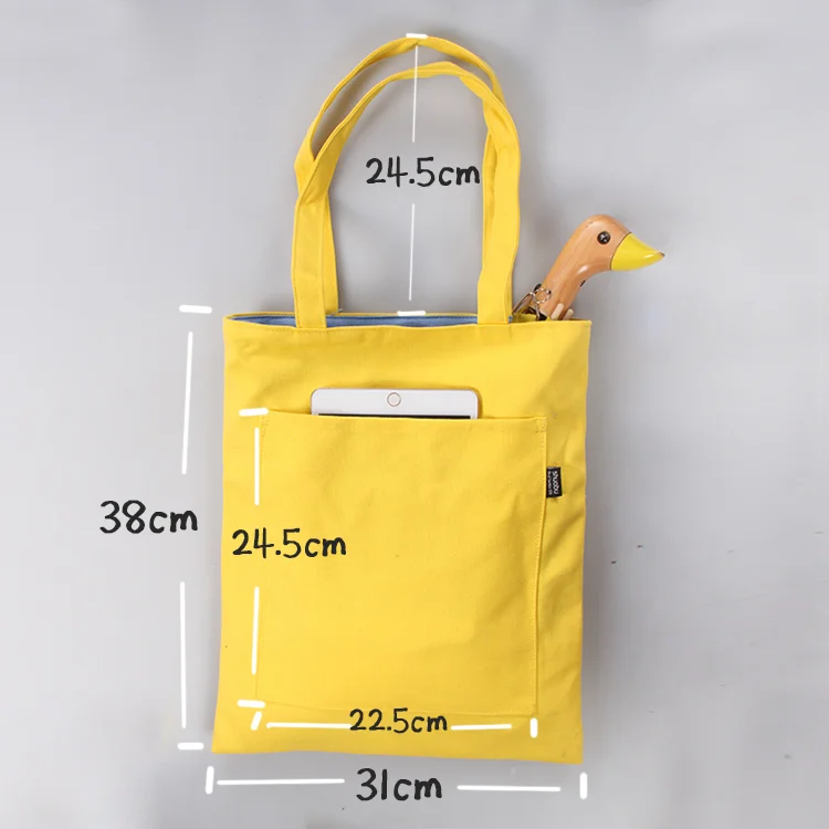 Promotional Cheap Small Cotton Canvas Zipper Tote Bag With Outside Pockets - Buy Small Canvas ...