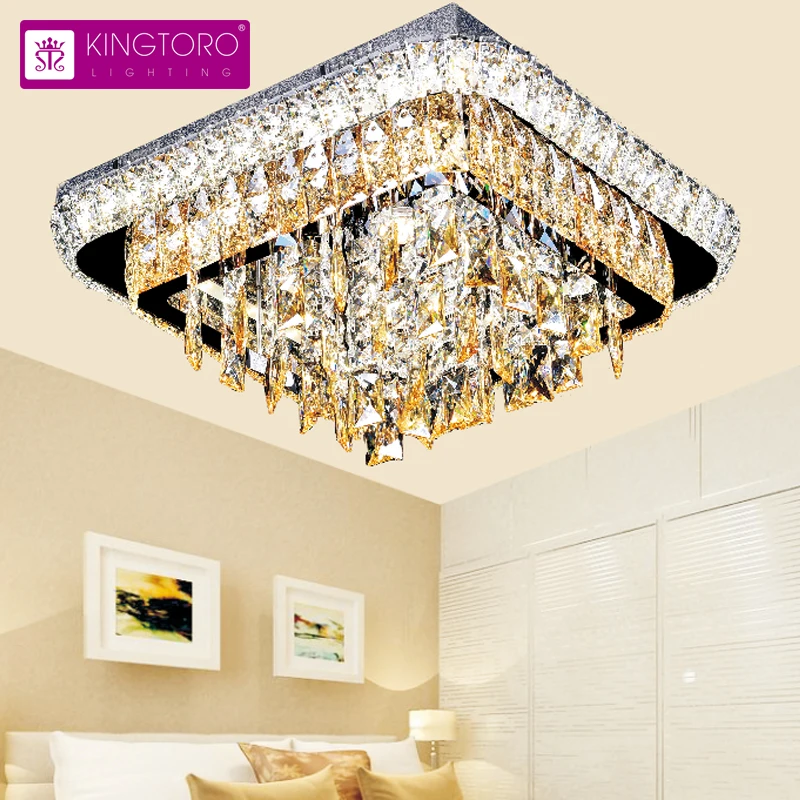 High grade crystal chrome and gold mixing square 500mm 12 volt led ceiling light