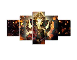 Image of Modern Home Decor 5pcs Wall Art HD Print Hindu God Ganesha Elephant Design