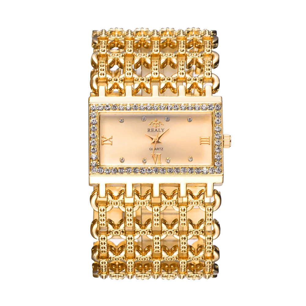 

NEW 2018 Brand New Stainless Steel Chain Fashion Gold Watch Women Wristwatches Quartz Watches