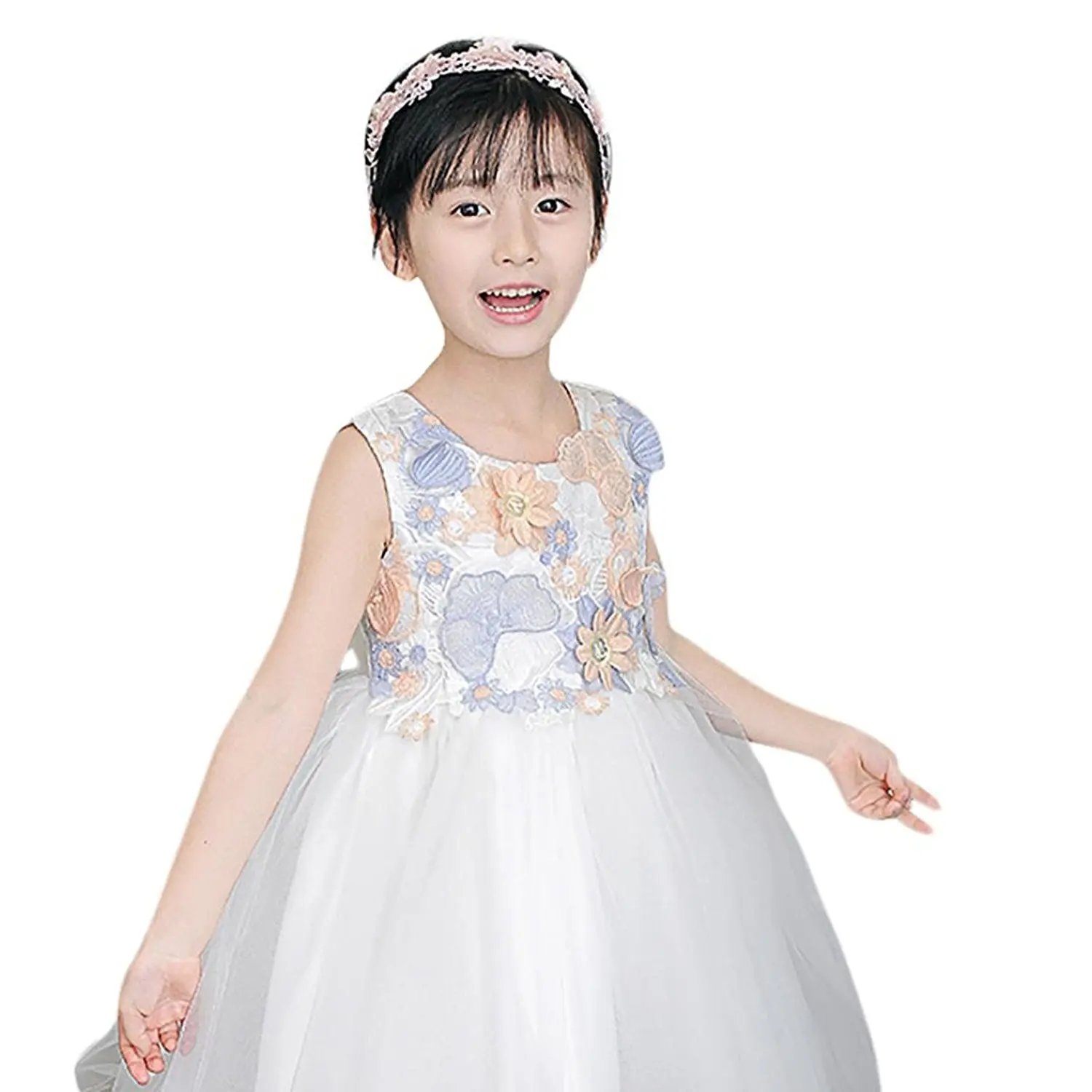 TiTCool Kids Girls Wedding Flower Dress Lace Sleeveless Princess Party Formal Play Show Dress