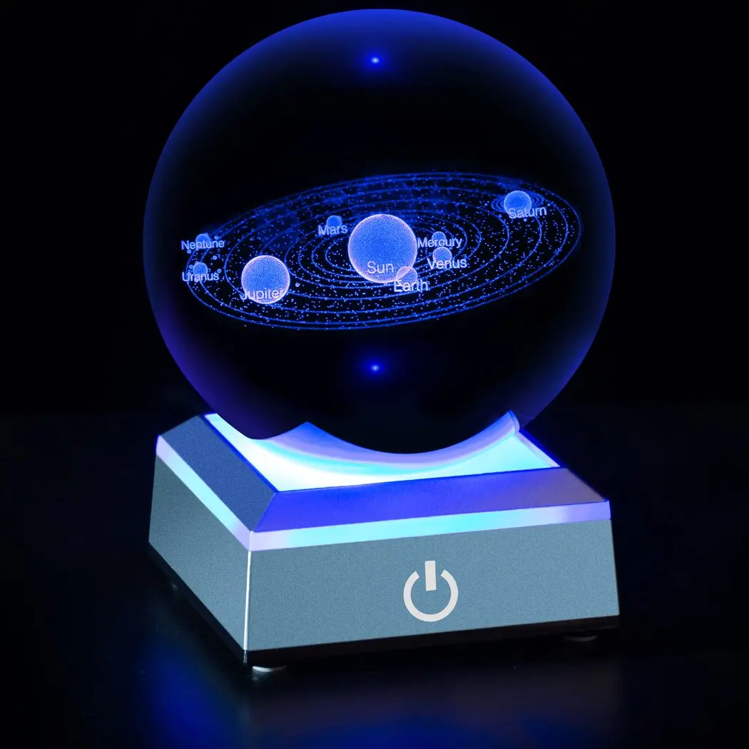 Buy Solar System Crystal Ball 80mm With 3d Laser Engraved