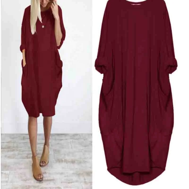 

Wholesale Solid Color Irregular Dress Oversized T-shirt Dress Women
