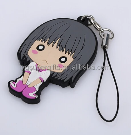 Japanese cartoon soft PVC mobile phone straps silicone phone accessories