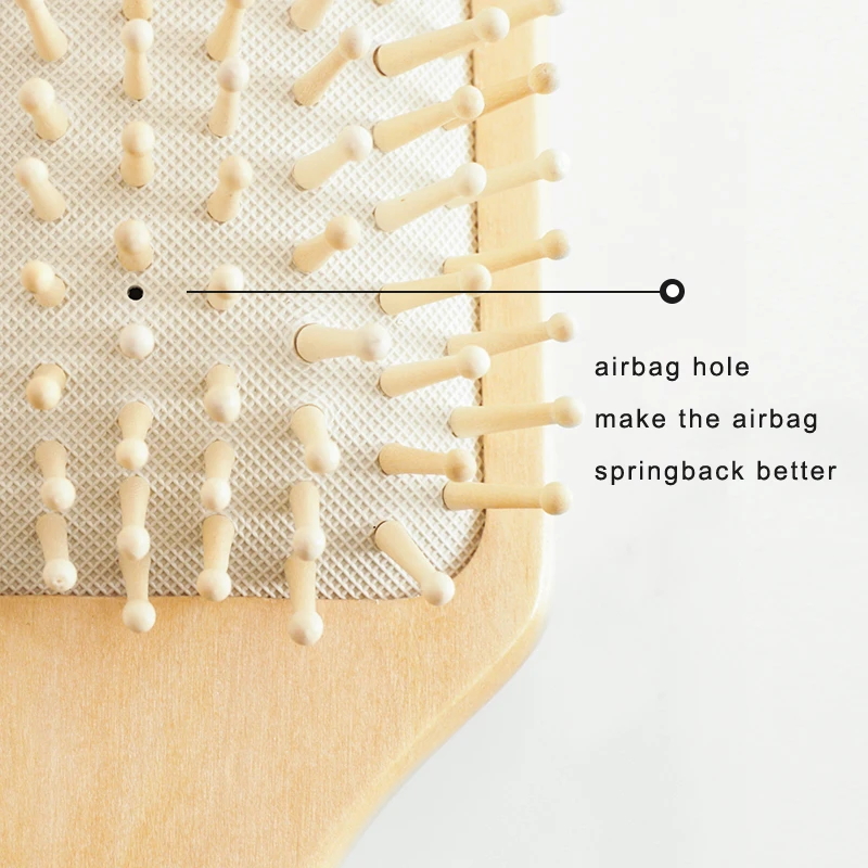 
quality gift bulk rectangle Airbag Head Massage wooden/bamboo magic Hair Comb with stainless steel or log teeth 