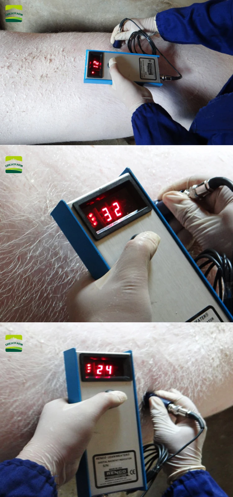 Pig backfat meters 1-3 layer fat sows bovine thickness meter ultrasound back fat measure tester live animal detector for sale