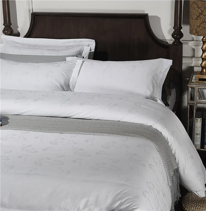 White Sheet Set Jacquard Duvet Covers Bedding For Room Linens