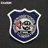 Custom embroidered heat press school uniform logo patch no minimum