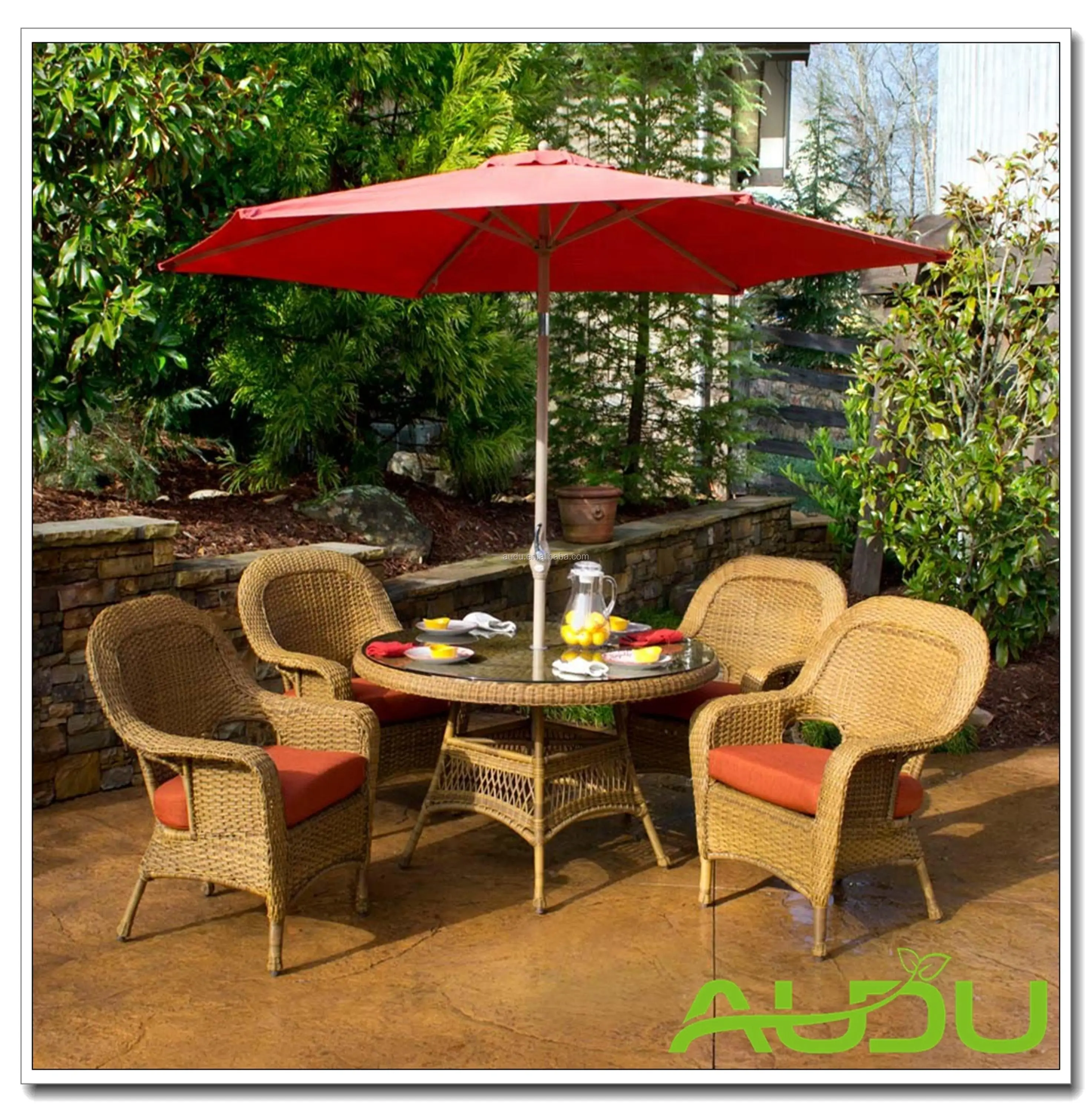 Audu Hot Sale Outdoor Pe Rattan Chair Garden Wicker Dining Furniture
